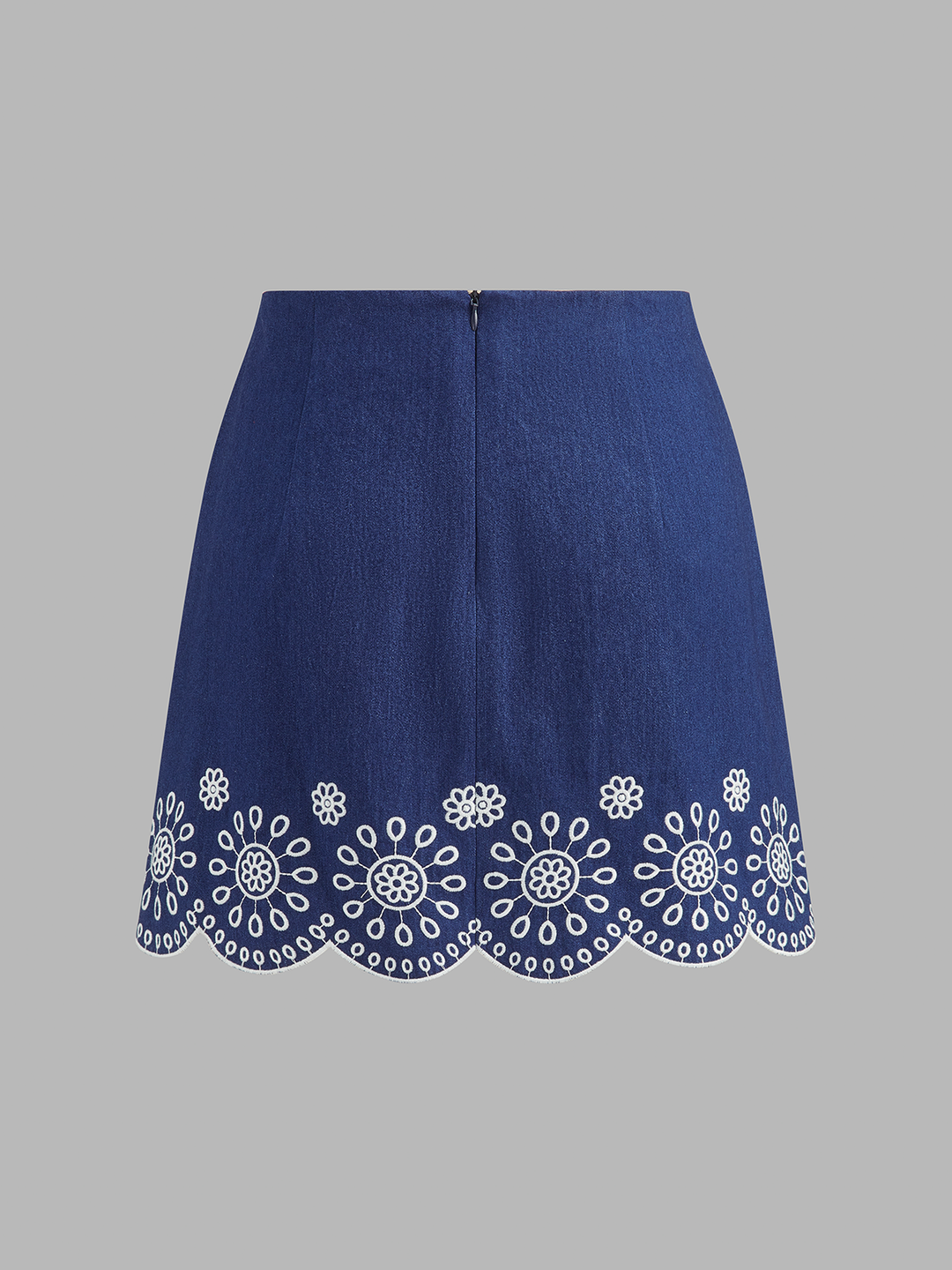 Embroidered Scalloped Two Piece Skirt Set - women's two-piece skirt set, fabric detail