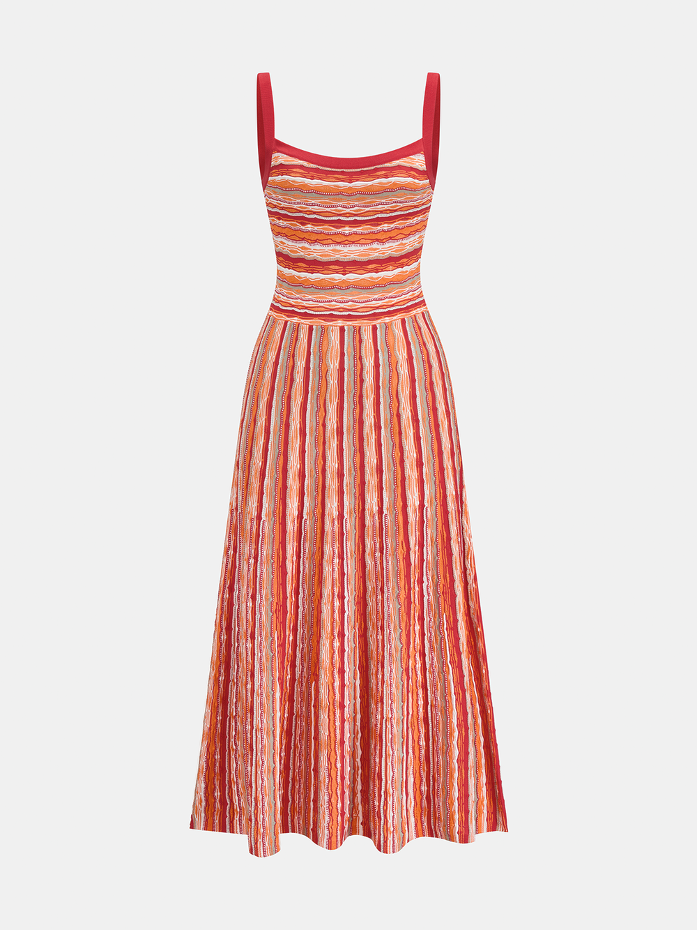 Colorful Stripe Knit Slip Midi Dress — women's sweater dresses, back view