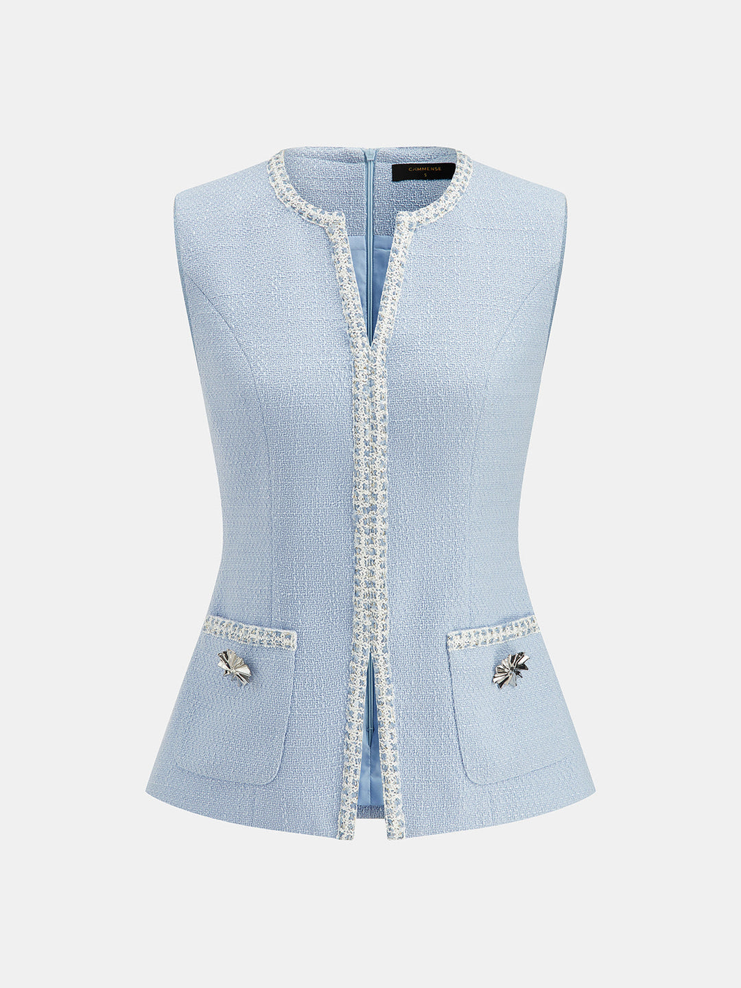 Tailored Tweed Sleeveless Vest — women's vests, front view