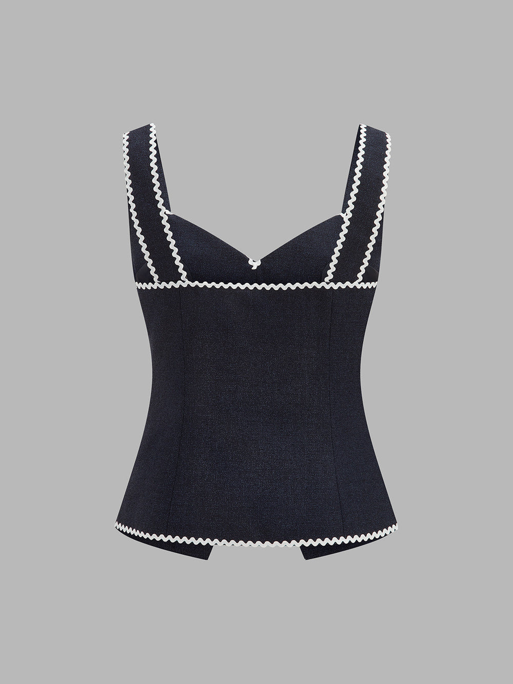 Contrast Wave Edge Button Front Vest — women's vests, back view