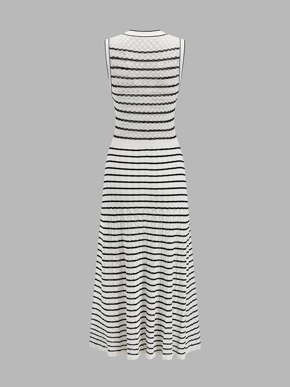 Striped Button-Front Knit Midi Dress — women's sweater dresses, back view