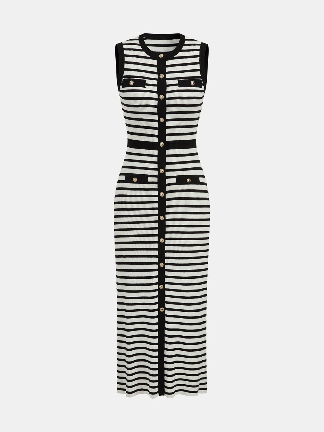 Striped Knit Bodycon Midi Dress
