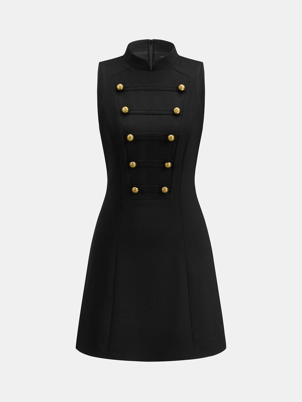 Napoleon Mandarin Collar Fitted Mini Dress — women's dresses, back view