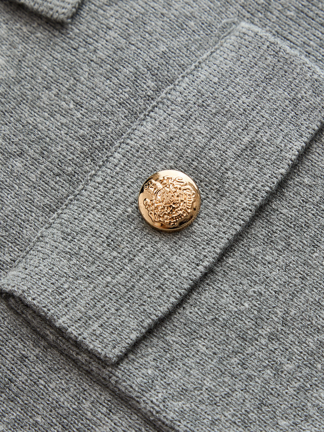 Metal Button Knit Two Piece Skirt Set - women's two-piece skirt set, sleeve detail