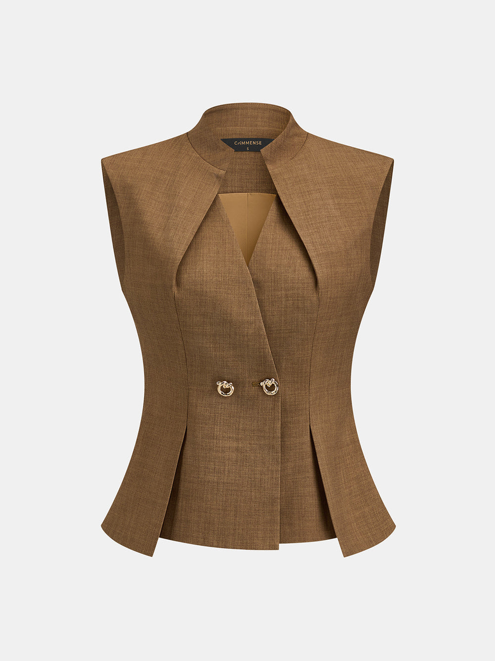 Structured Stand Collar Vest & Pants Set vest and wide-leg pants shown together