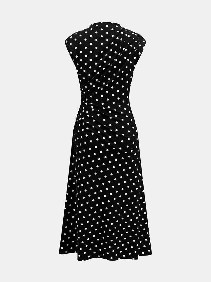 Polka Dot Cap Sleeve Midi Flare Dress