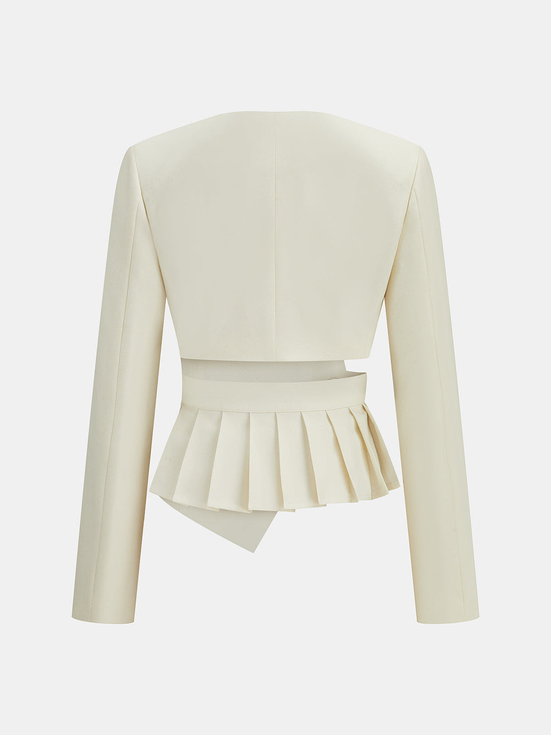 Asymmetric Cut‑Out Peplum Blazer & Pants Set - women's two-piece trouser set, linen blend detail