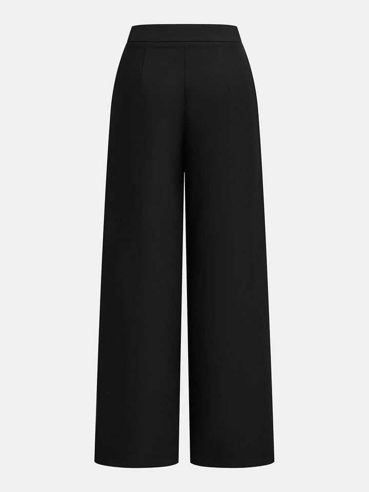 Flower Button Sleeveless Vest & Pants Set - women's two-piece trouser set, fabric detail