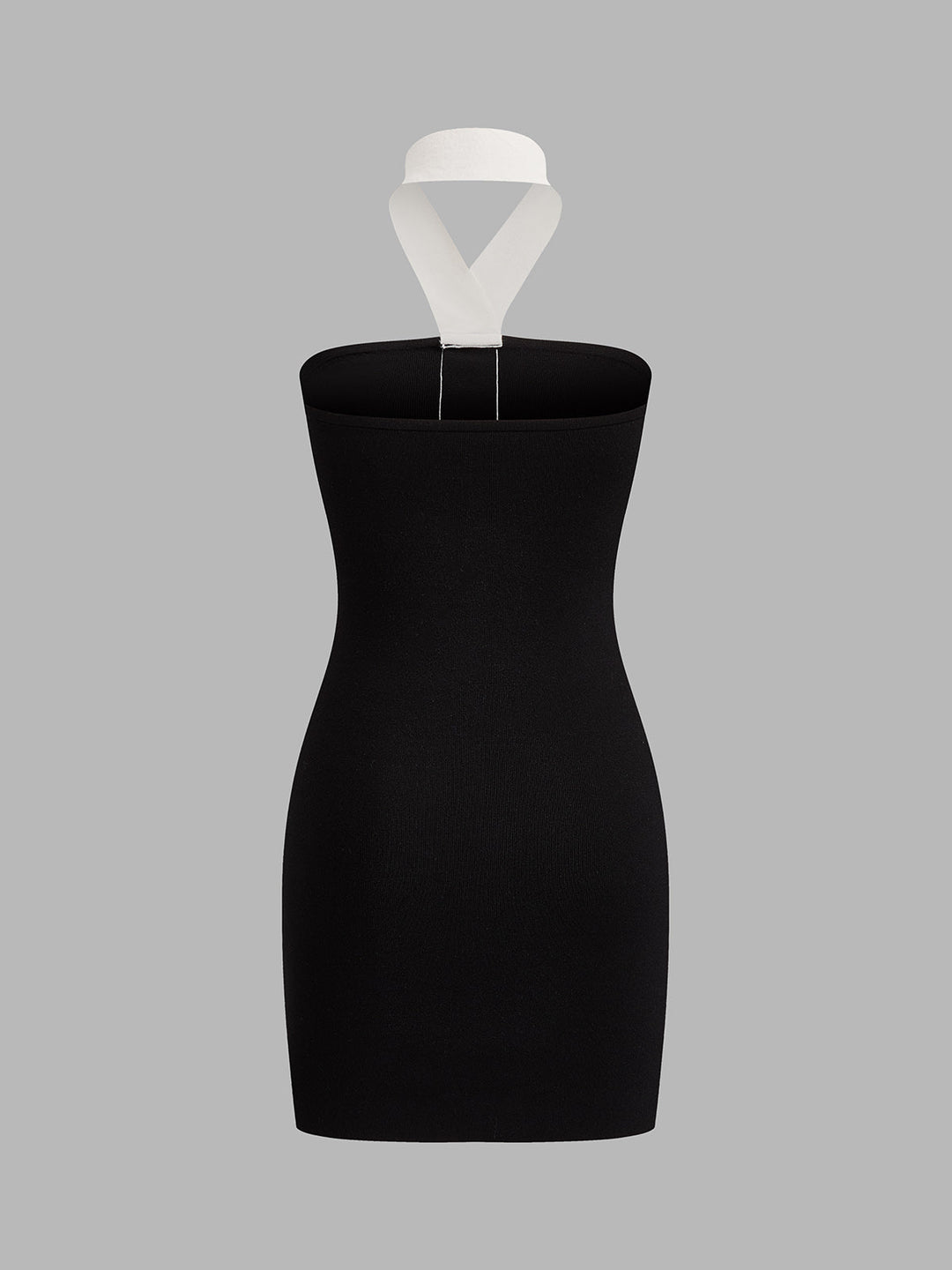 Halter Metal Button Bodycon Mini Dress