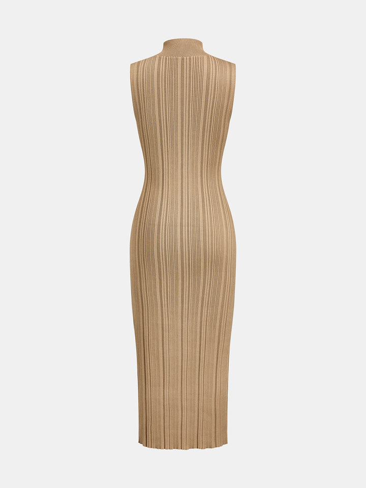 Turtleneck Bodycon Rib Knit Maxi Dress