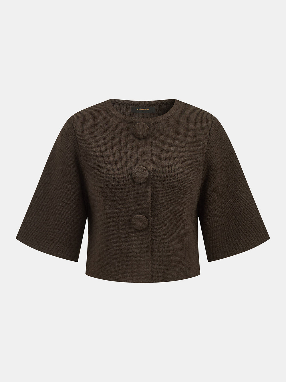 Half Sleeve Button Front Cropped Cardigan — women's cardigans, back view