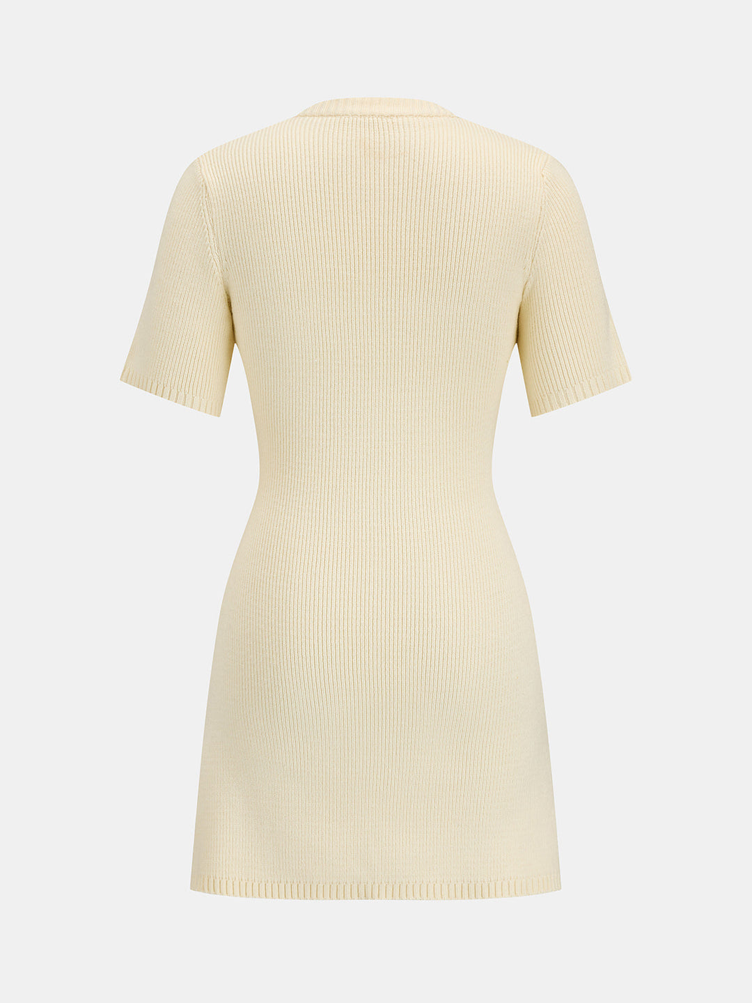 Metal Button Short Sleeve Knit Mini Dress