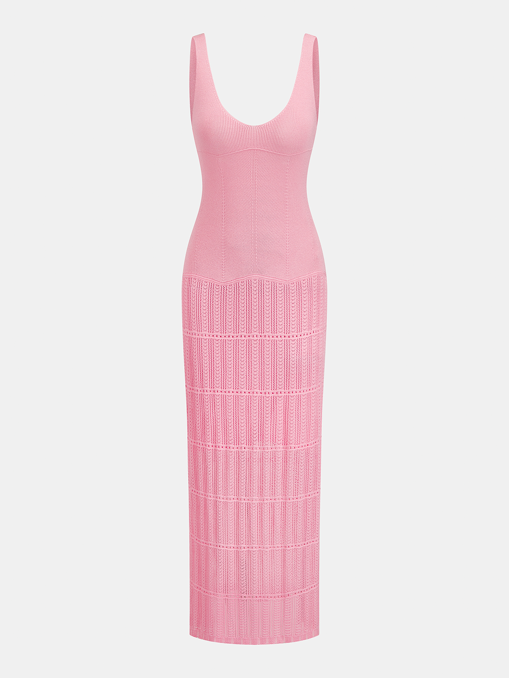 Sleeveless Bodycon Knit Maxi Dress — women's sweater dresses, back view