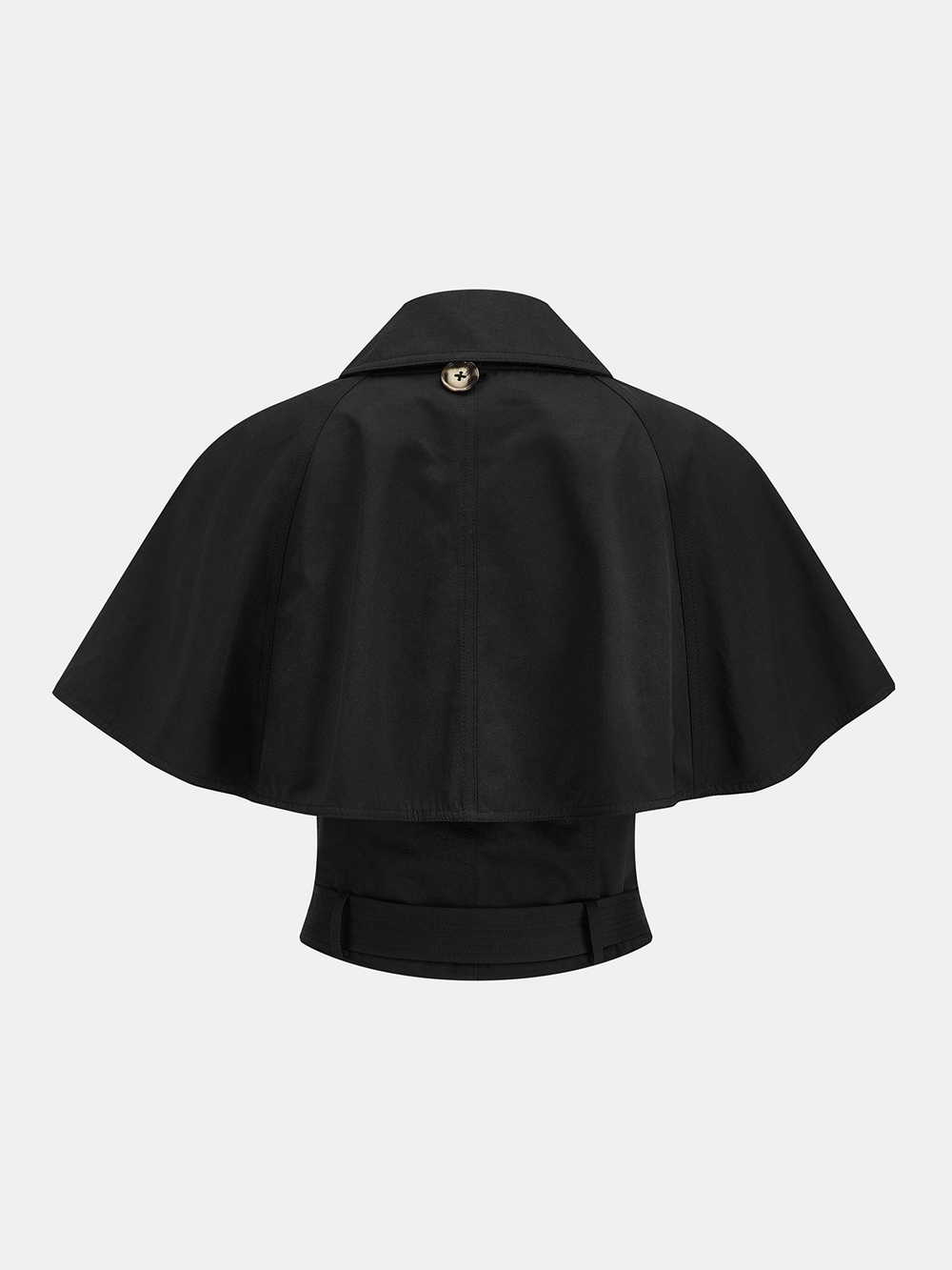 Detachable Cape Double Breasted Belted Trench Coat — women's trench coats, back view