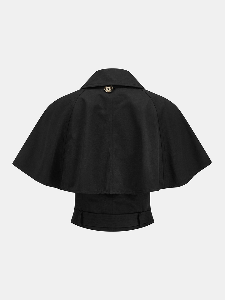 Detachable Cape Double Breasted Belted Trench Coat