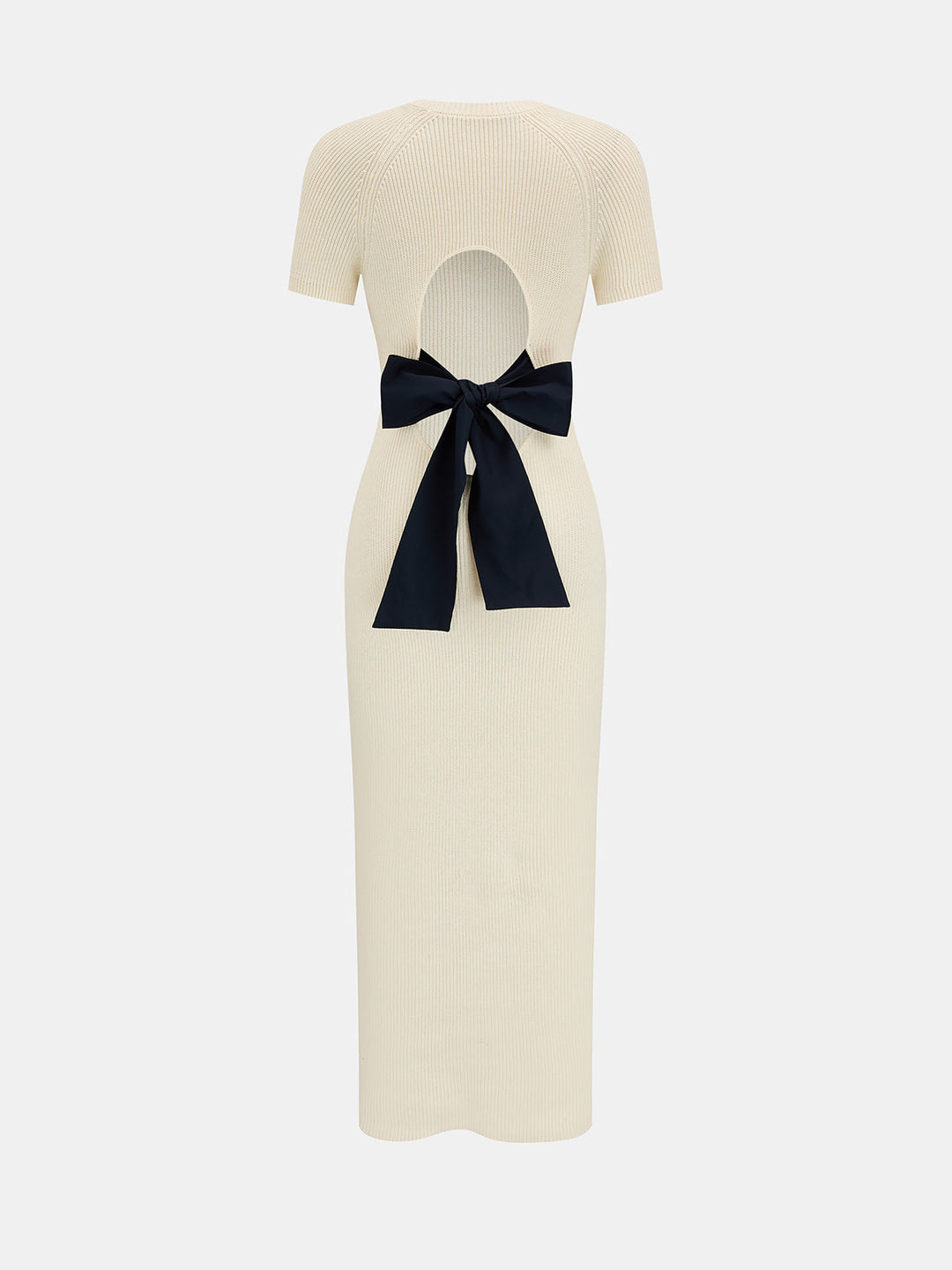 Back Cutout Bow Knit Midi Dress