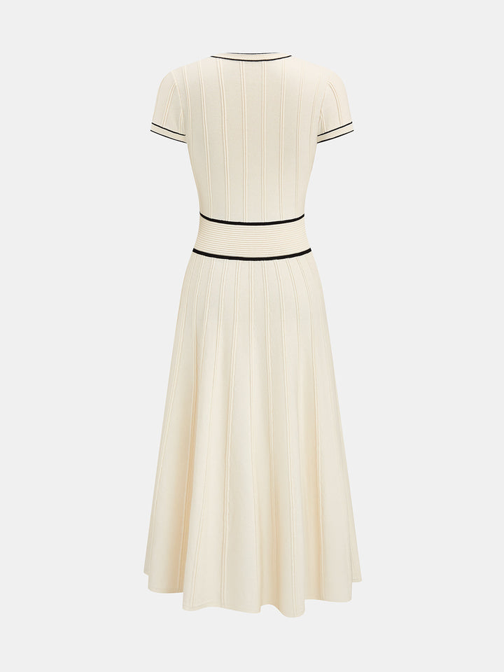 Short Sleeve Button Front Knit Midi Dress