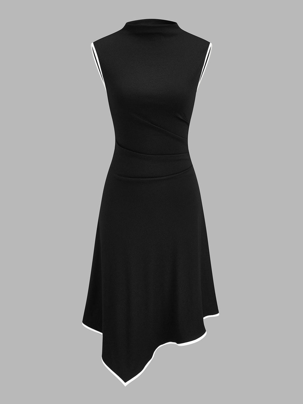Sleeveless Contrast Edge Irregular Hem Dress — women's dresses, back view