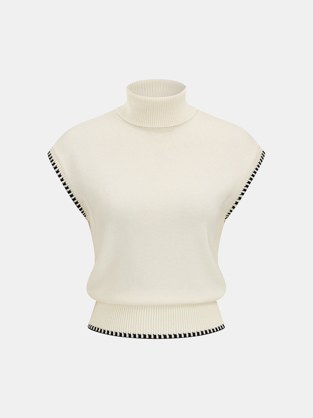 Contrast Trim Turtleneck Knit Top & Skirt Set - women's two-piece skirt set, side view