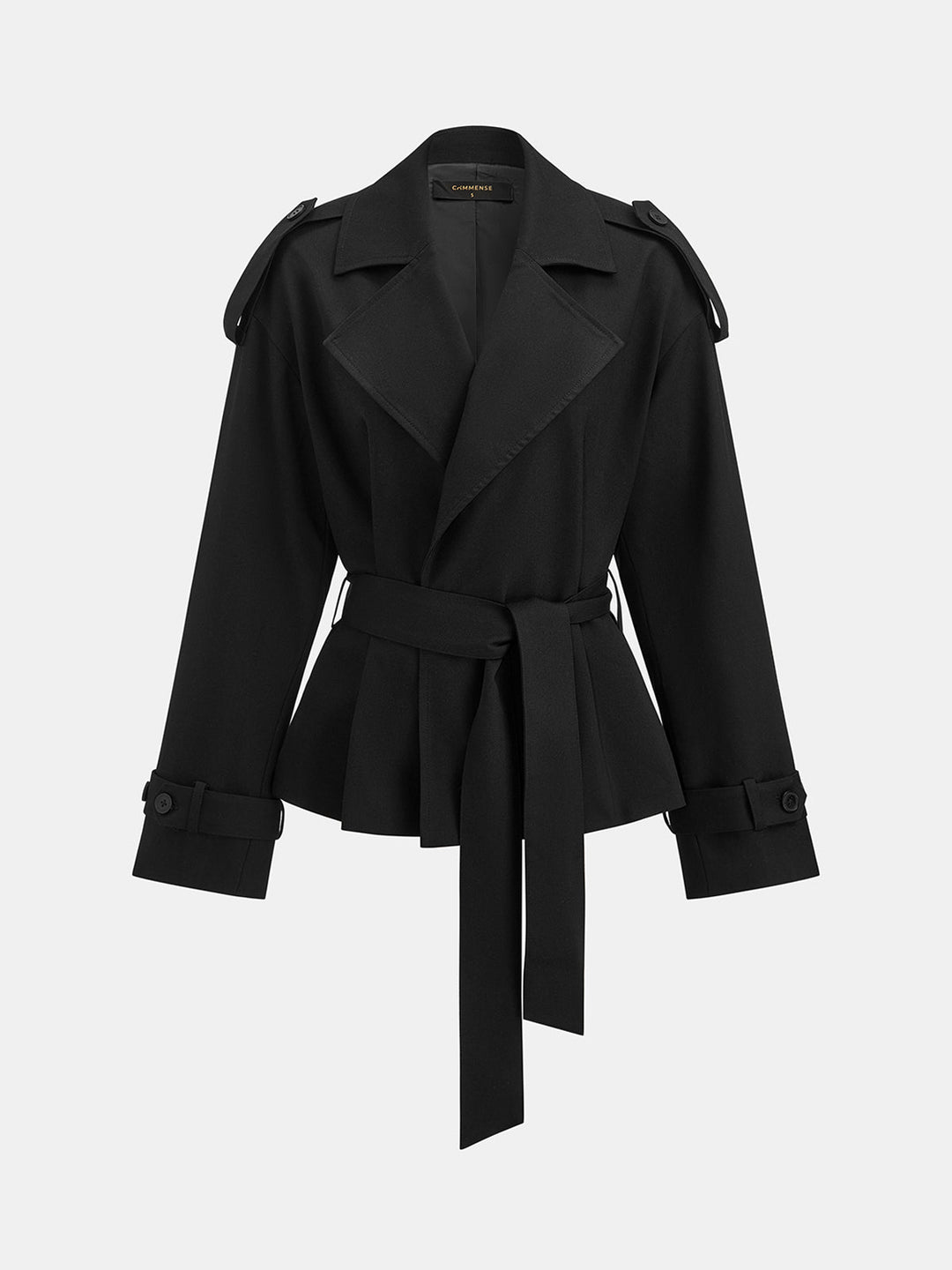 Epaulet Detail Belted Lapel Trench Coat