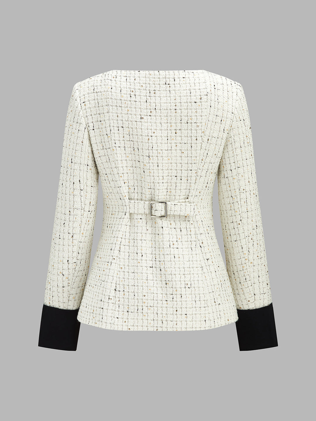 Frog Button Tweed Contrast Cuff Blazer
