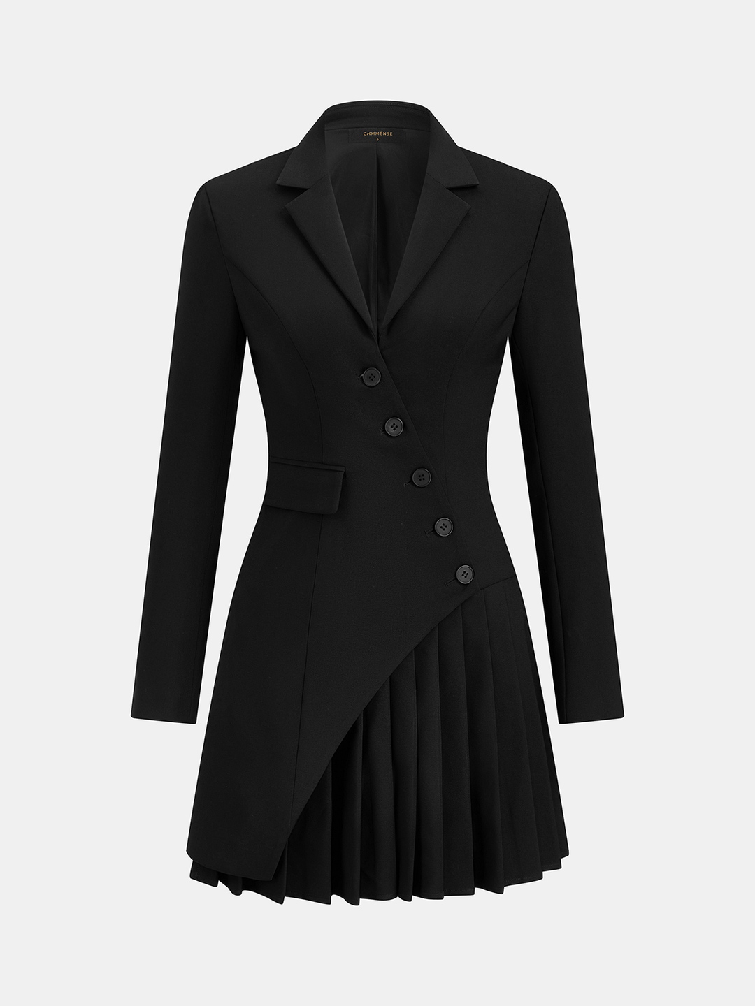 Asymmetric Pleated Blazer Dress — women's dresses, front view