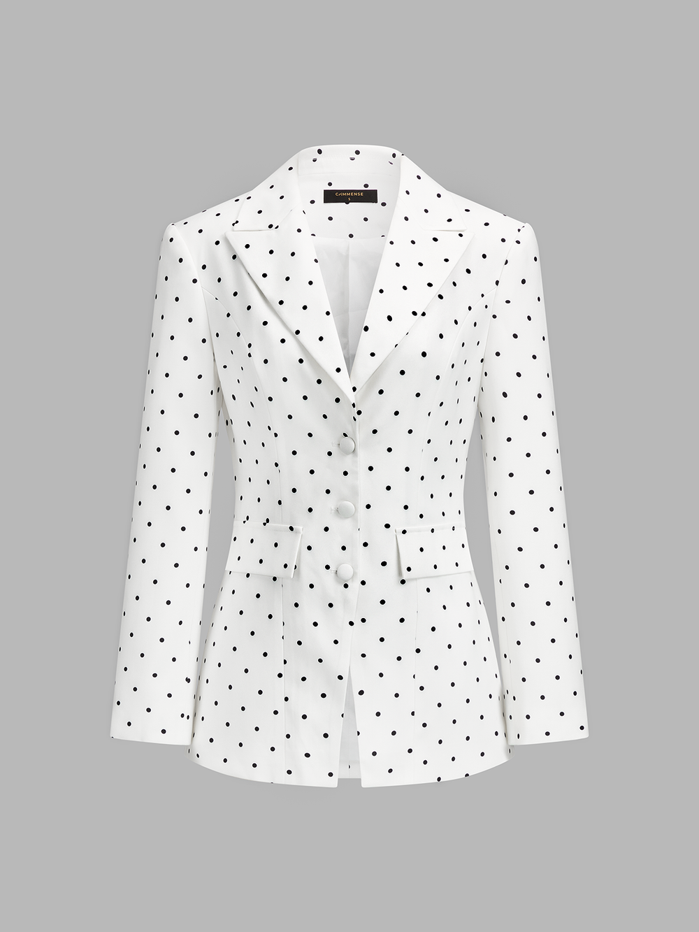 Classic Polka Dot Tailored Office Blazer — women's blazers, back view