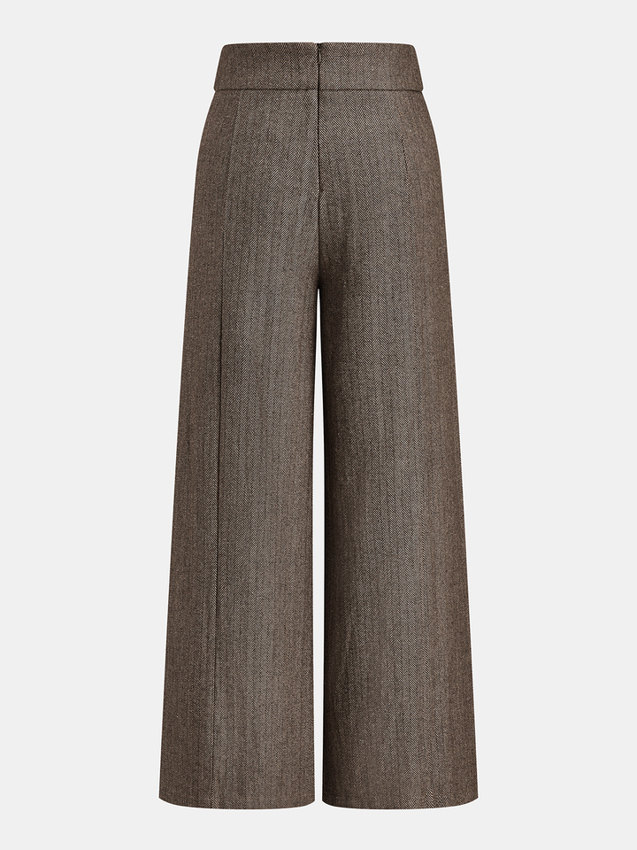 Herringbone Double Buckle Wide Pants
