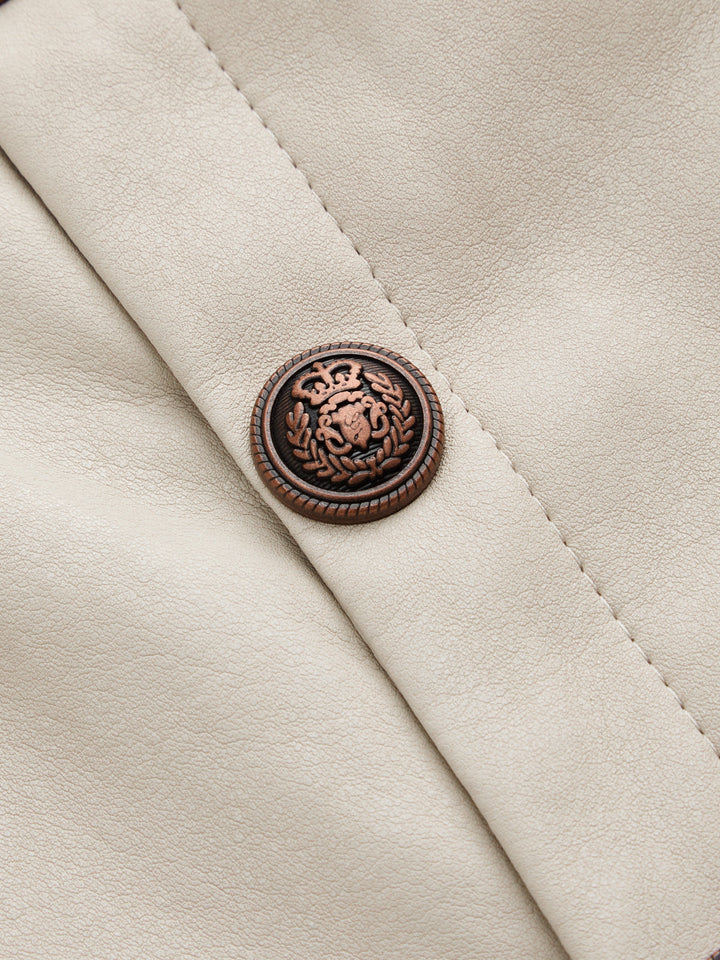 Napoleon‑Style Faux Leather Jacket