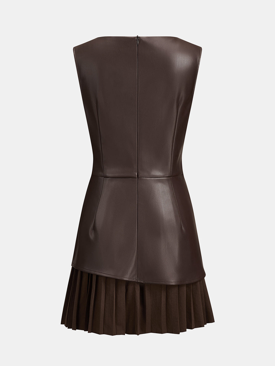 Faux Leather Pleated Mini Dress