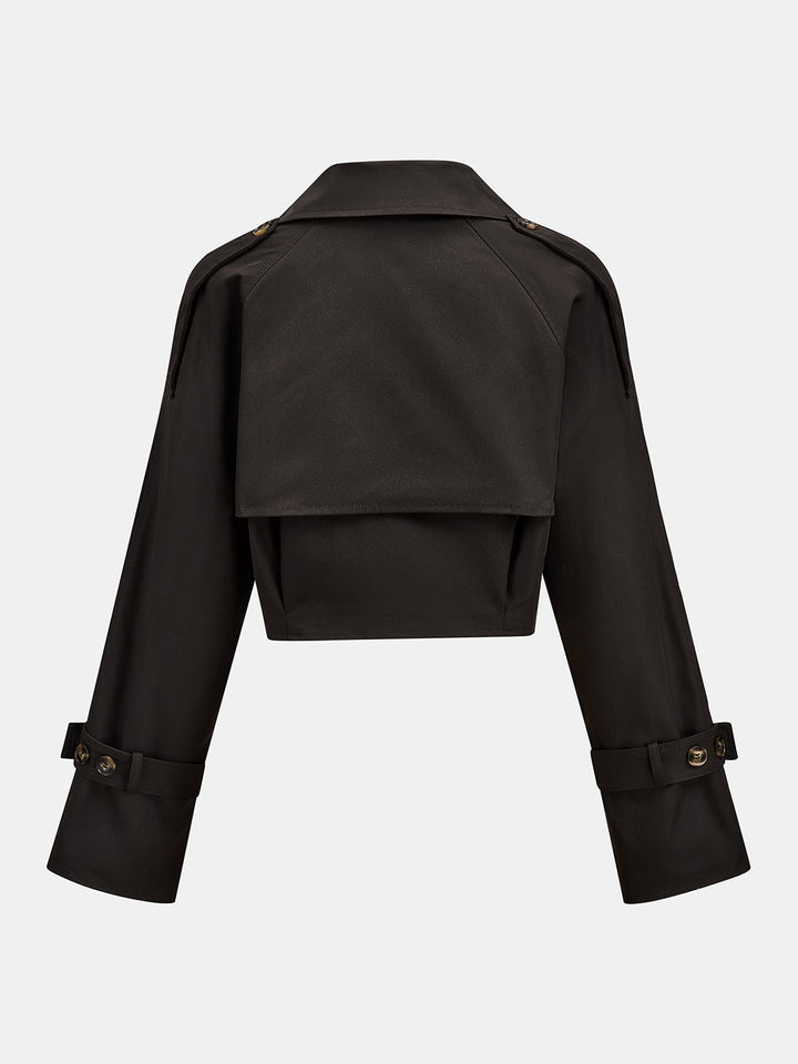 Lapel Double‑Breasted Cropped Trench Coat
