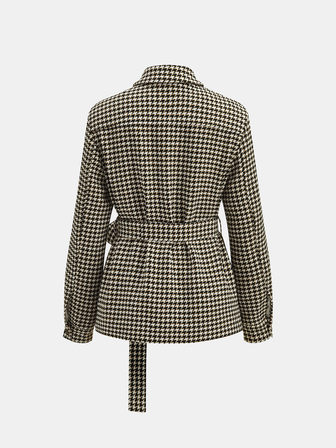Houndstooth Belted Waist Shirt Jacket