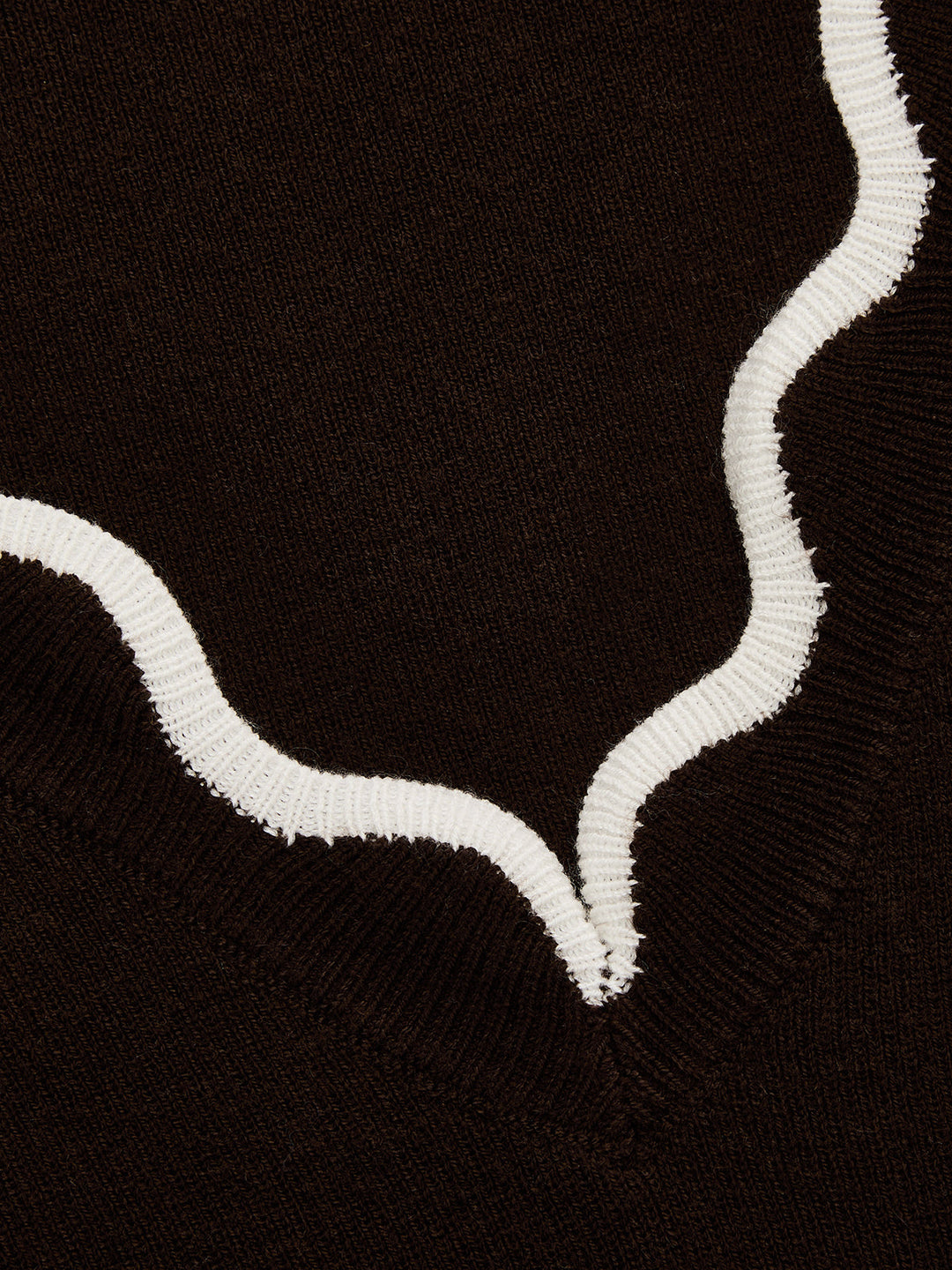 Contrast Scallop Trim Wool Blend Knit Sweater - women's sweater, full-length styled look