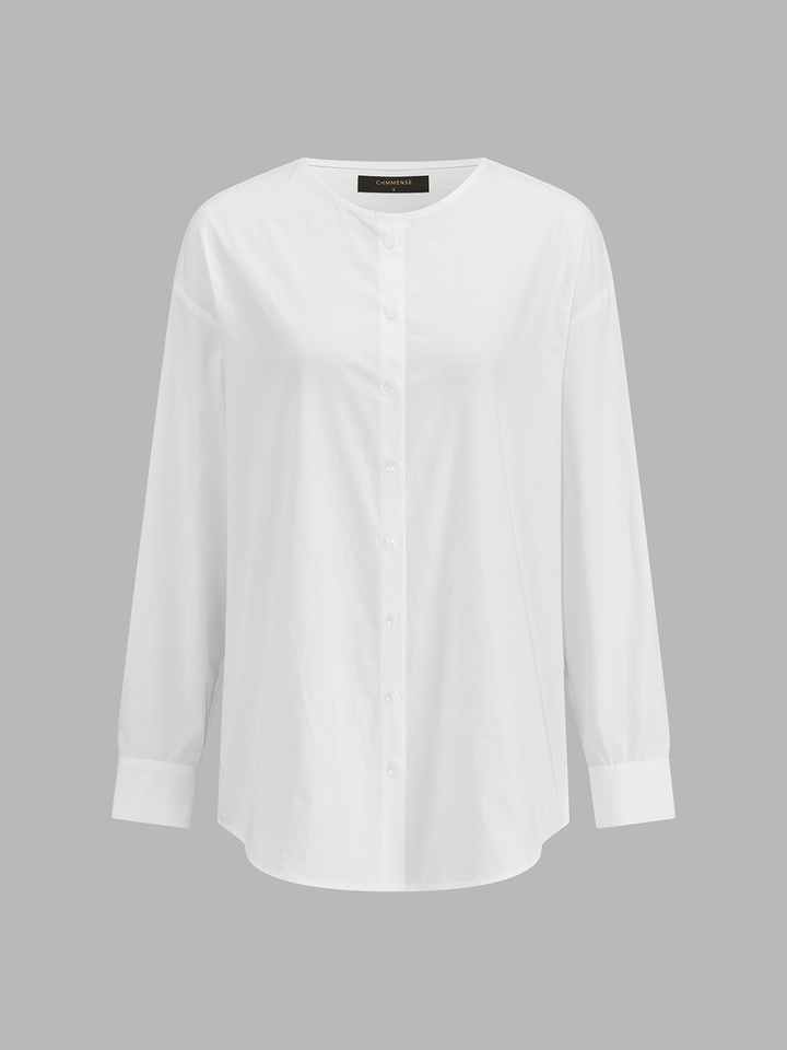 Asymmetric Turtleneck Knit Vest & Cotton Shirt Set - women's knit two-piece set, side view