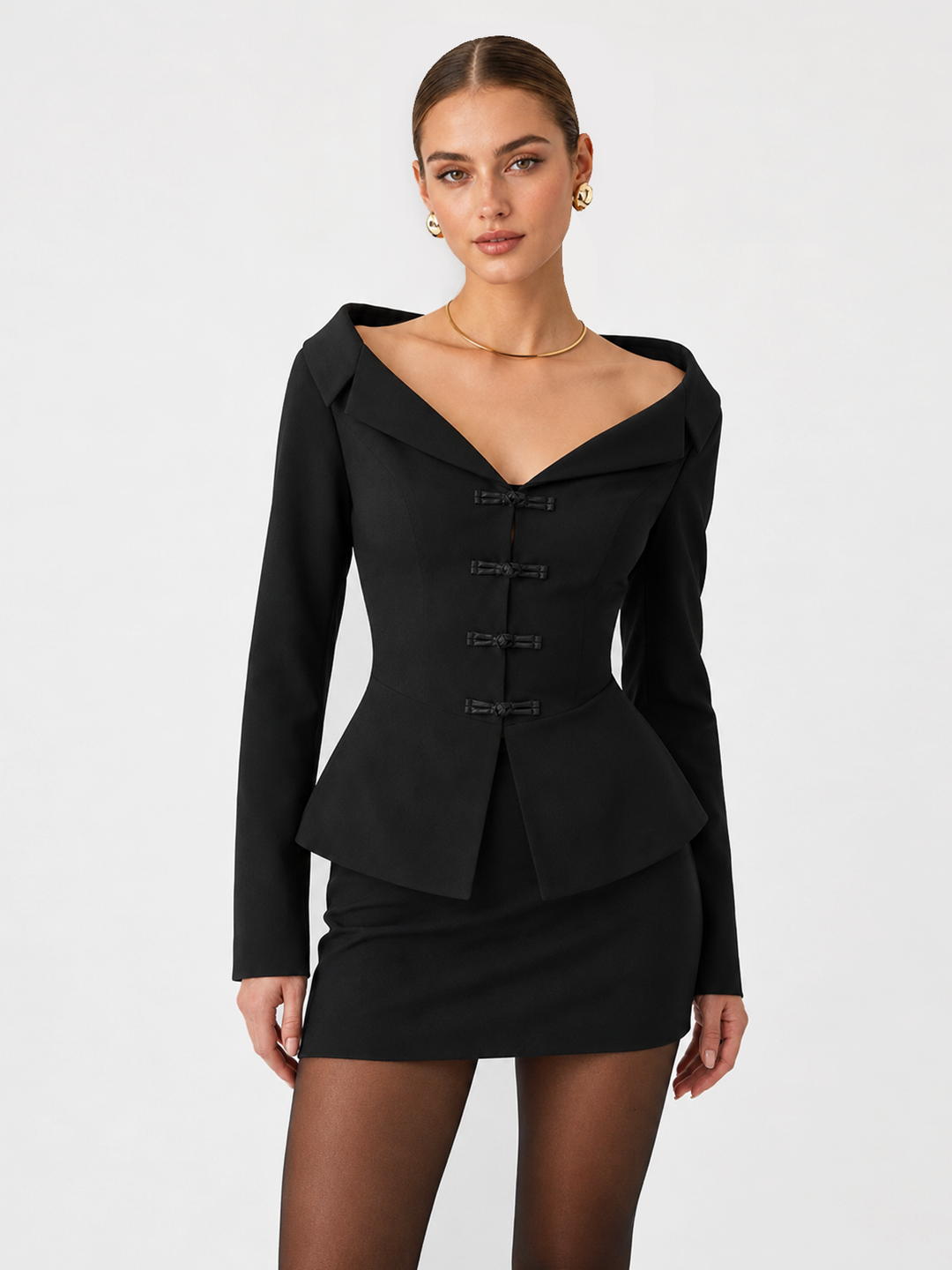 Off-Shoulder Blazer Top — women's blazers, front view