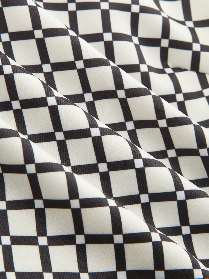 Patchwork Scarf-Hem Belted Shirt - women's shirt, fabric detail