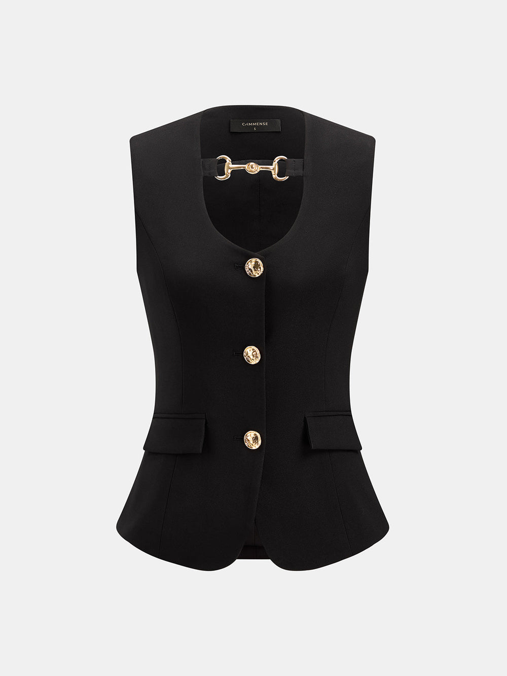 Horsebit Detail Tailored Vest — women's vests, back view