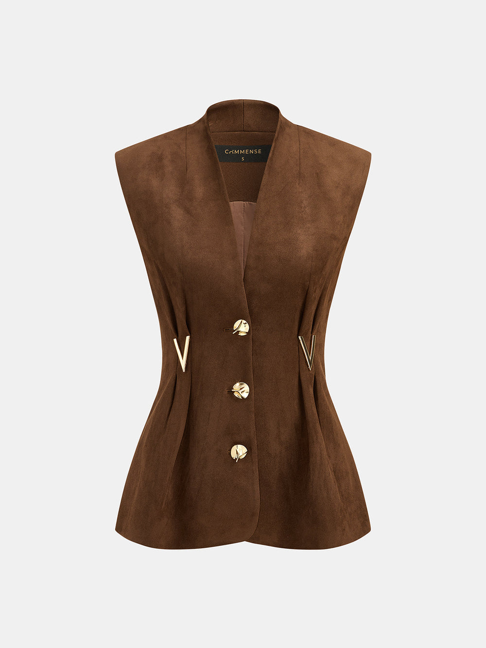 Suede Effect Metal Detail Vest — women's vests, back view