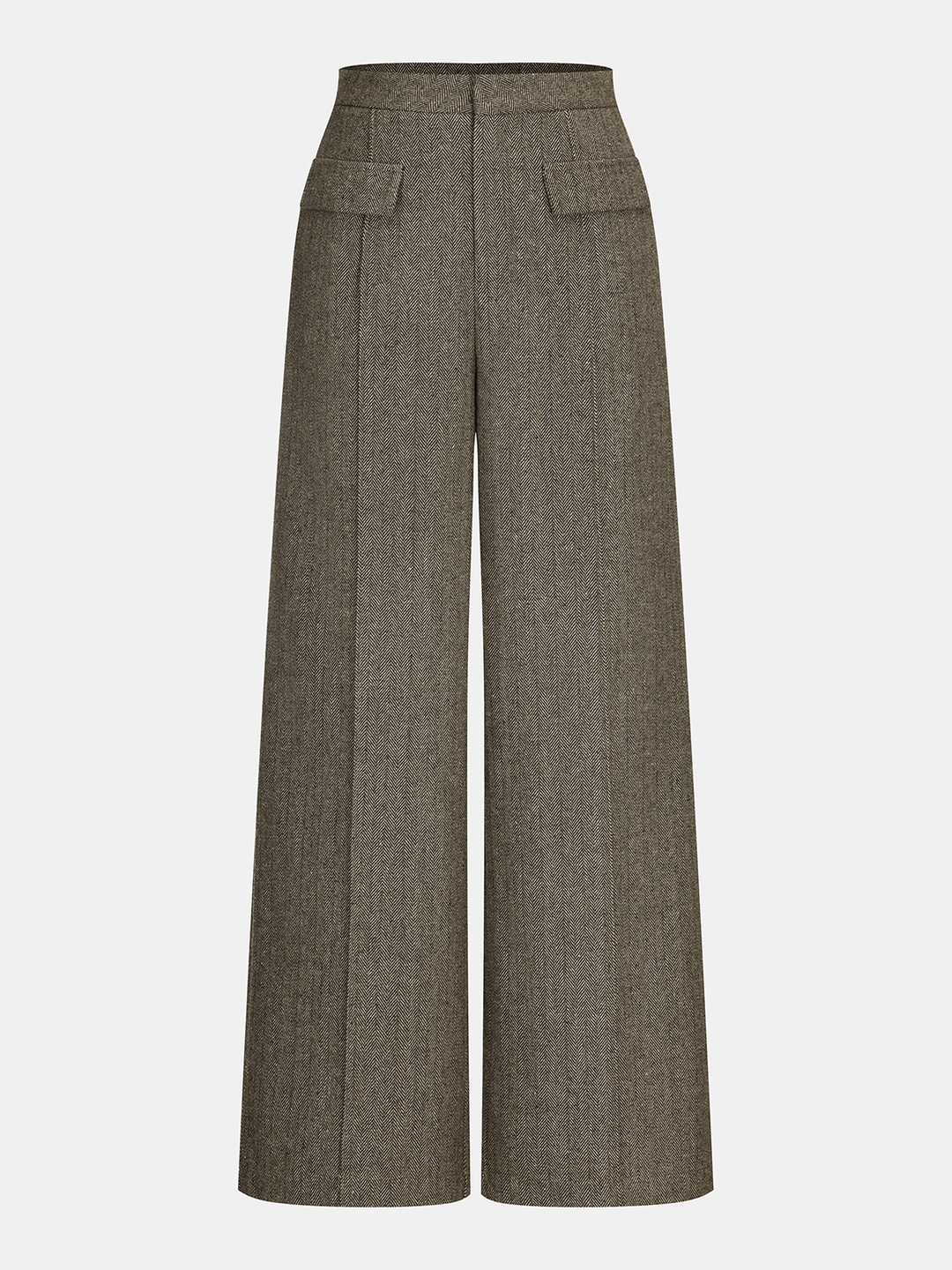 Herringbone Tweed Wide-Leg Pants — women's pants, front view