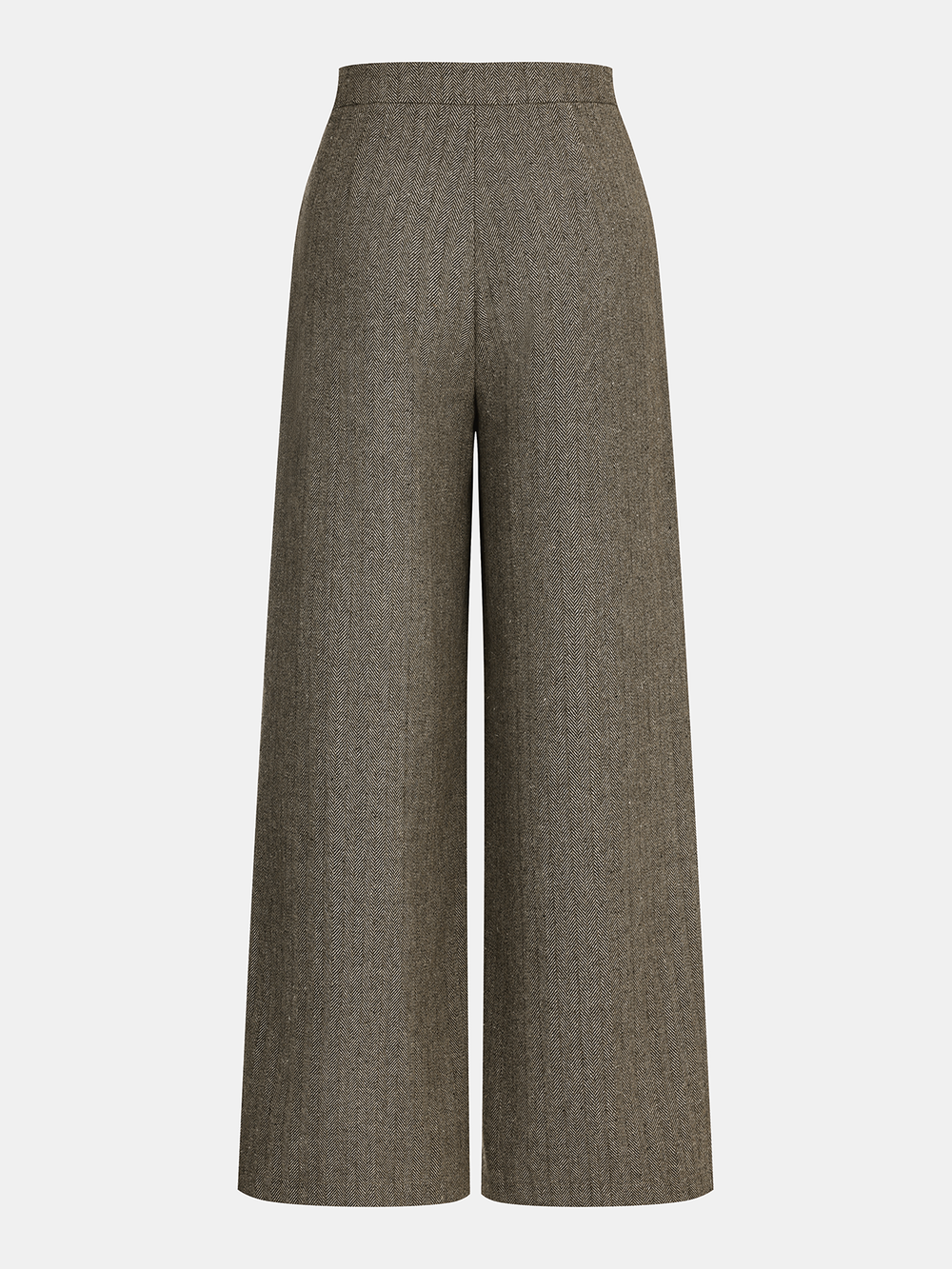 Herringbone Tweed Wide-Leg Pants — women's pants, back view