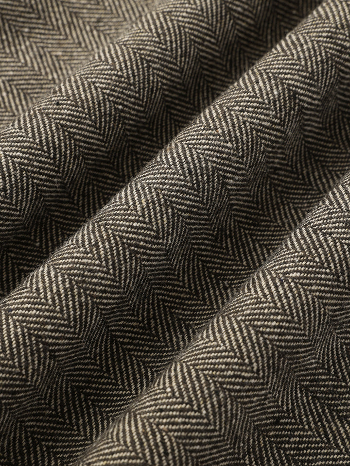 Herringbone Tweed Wide-Leg Pants