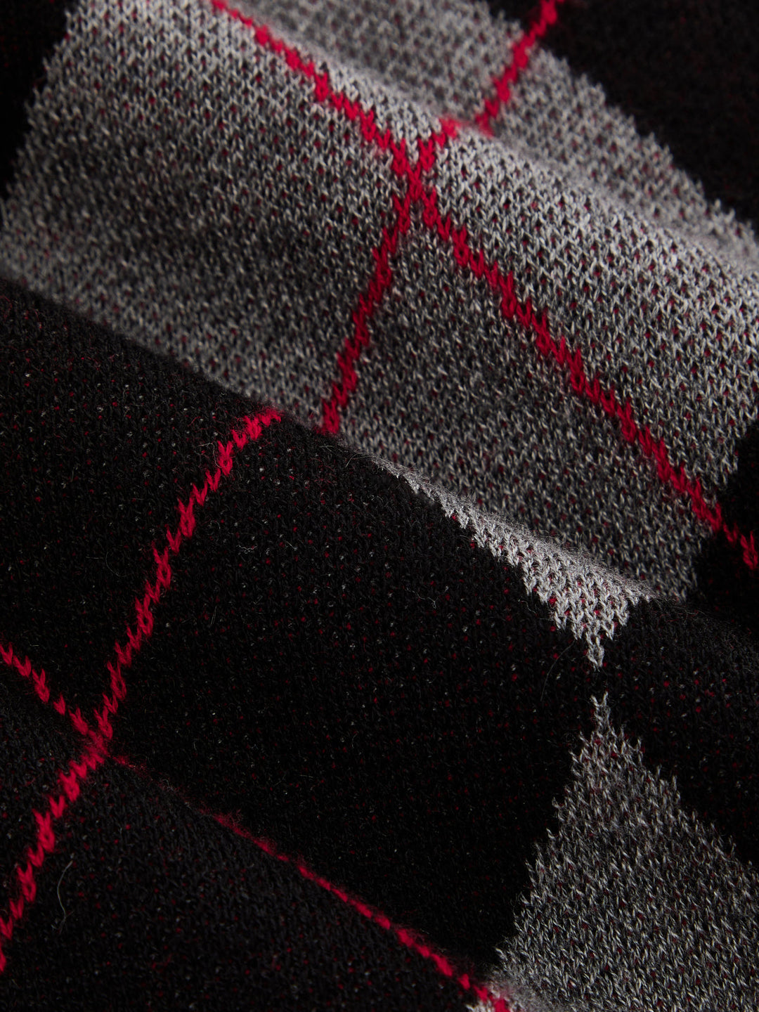 Contrast Polo Collar Argyle Wool Blend Sweater