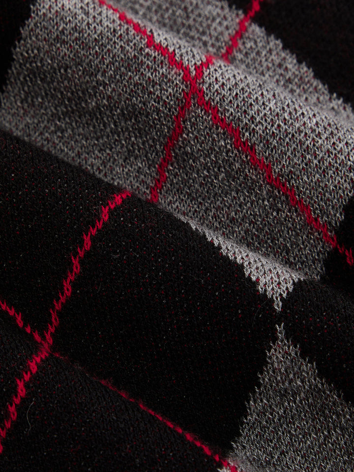 Contrast Polo Collar Argyle Wool Blend Sweater