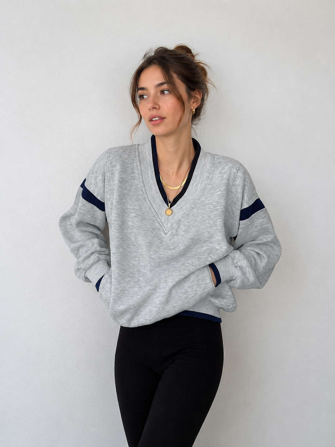 Contrast Trim Oversized Sweatshirt — women's sweatshirts, front view