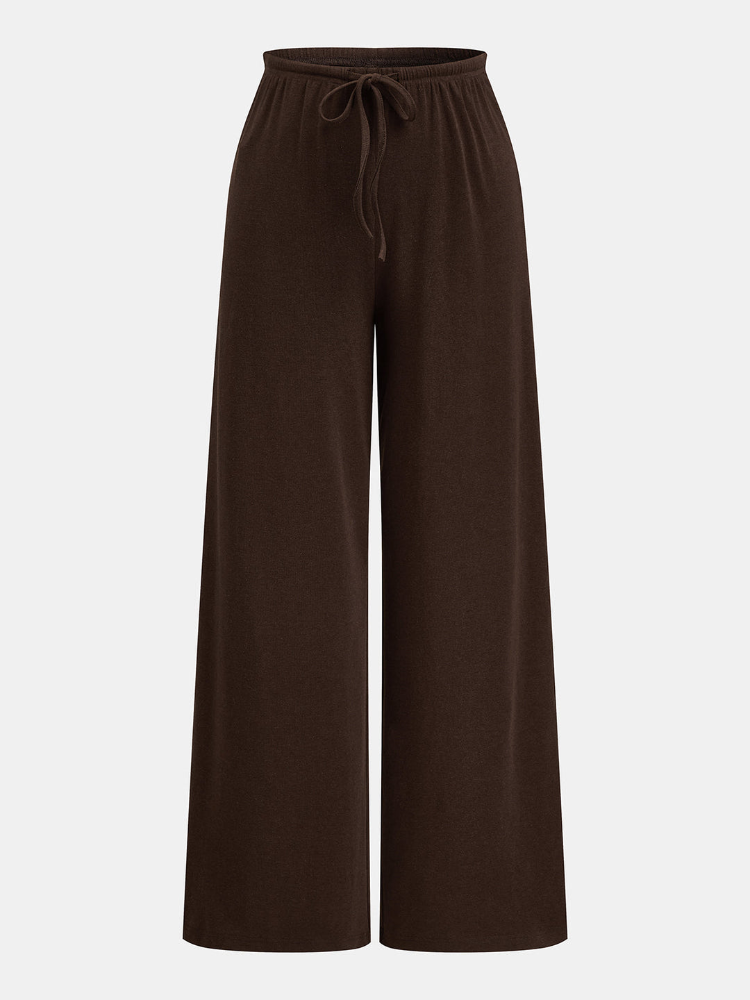 Lace Trim V-Neck Top & Drawstring Pants Set - women's two-piece trouser set, fabric detail