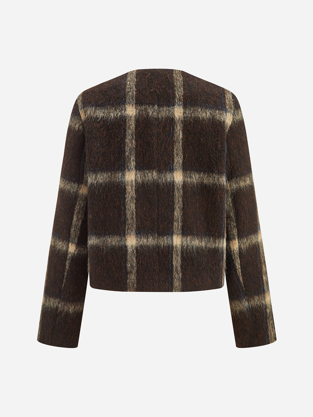Plaid High Wool Blend Crop Jacket