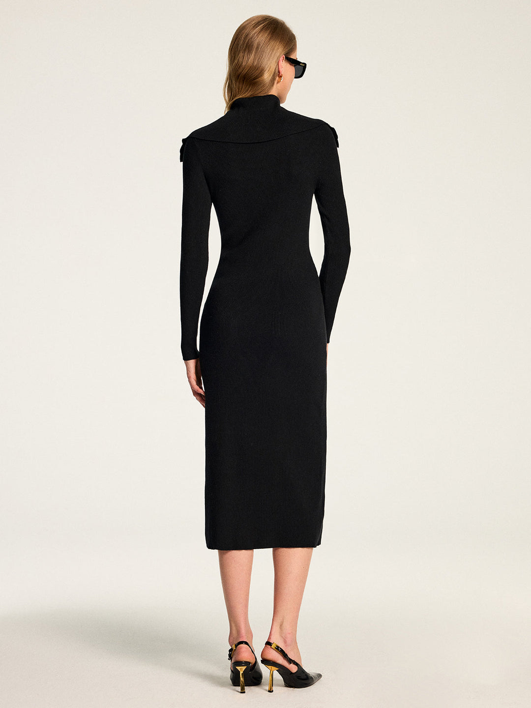 Sailor Collar Button Detail Bodycon Knit Dress
