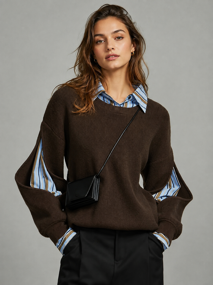 2 in 1 Ribbed Cutout Sweater