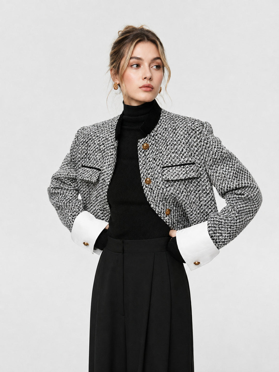 Tweed Boucle Crop Blazer — women's jackets, front view