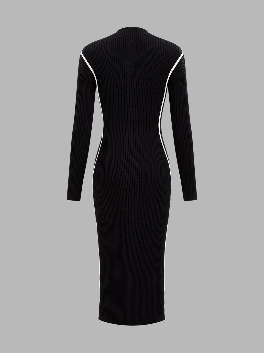 Contrast Trim Ribbed Knit Bodycon Dress